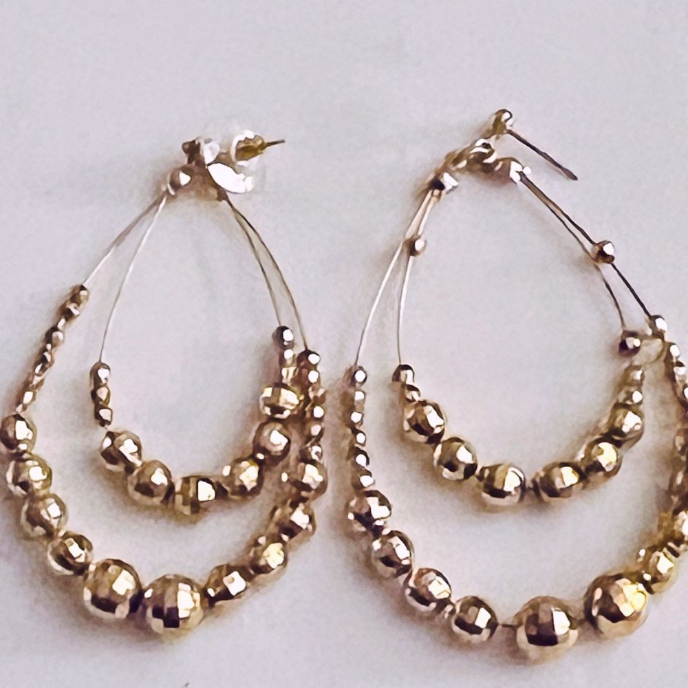 NWOT Beaded Gold Earrings